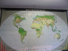 Weltwirtschaft    Alte Wandkarte  Rollkarte  Schulwandkarte Nr 68