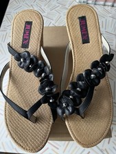 Zehentrenner 3D Blume Plateau Sandaletten Sandalen Keilabsatz