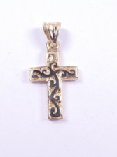 Anhänger Kreuz massiv 9 Karat Gelbgold gemustert 4 Gramm