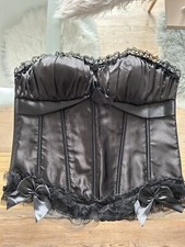 DE Schwarz Steampunk Burlesque Corsage Korsett Bustier Korsage Corset