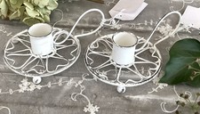 2 er Set Shabby  Kerzenständer Kerzenhalter Kerzenleuchter  * Herz * Metall Weiß