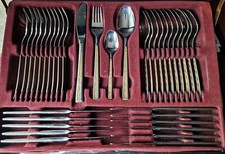 Solinger-VDH-Besteckkasten für 12 Personen - 18/10 Edelstahl - teilvergoldet,