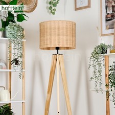 HOFSTEIN Dello Stehlampe aus Holz/Korbgeflecht/Rattan in Naturfarben Stehleuchte