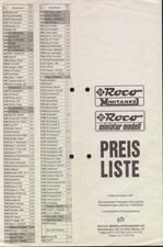 ROCO Katalog 1991 Preisliste