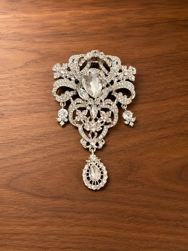 Brosche silber kristall - silber,