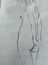 KURT MOSER AKT EROTIK ZEICHNUNG FRAU STIFT AUF PAPIER 30x40cm PASSEPARTOUT