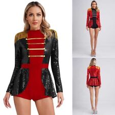 Frauen Trikot One Piece Kostüm Pailletten Body Ringmeister Clubwear Cosplay Ski