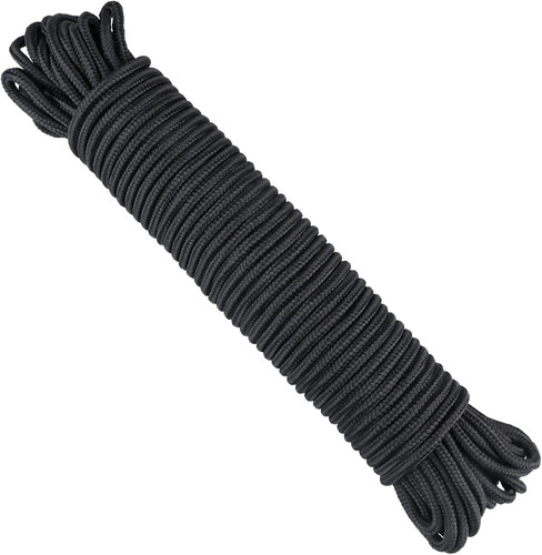 6mm paracord seil - paracord, schwarz,30m