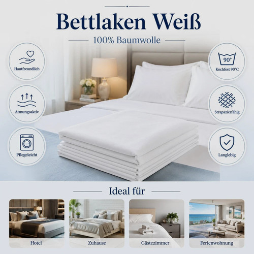 Bettlaken 100 baumwolle weiß - bettlaken,