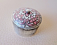 Antike alte kl. Silberdose Pillendöschen 900er Silber mit Deckel Emaille