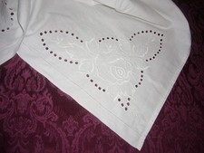 1 altes BettLaken Richelieu-Rosen Stickerei Weißwäsche Landhaus