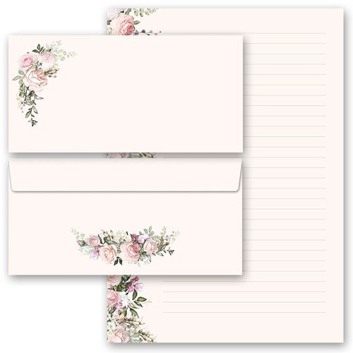 Briefpapier set rosenpracht - briefpapier,