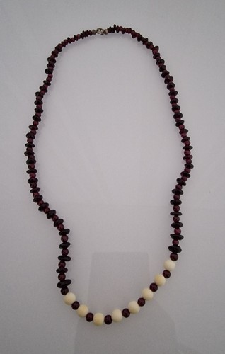 Halskette granat mit elfenbein - halskette,