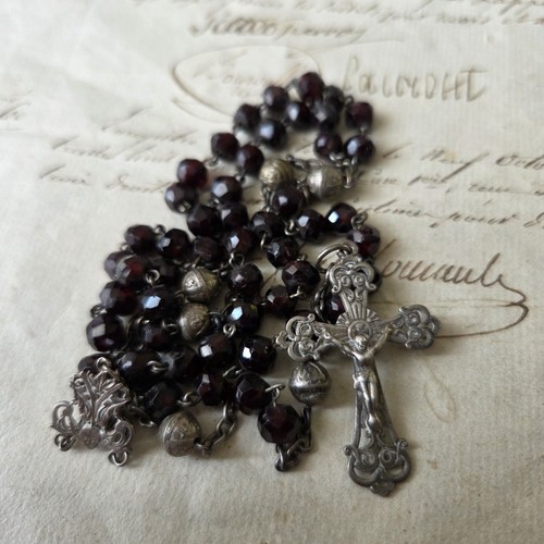 Rosenkranz antik silber granat - rosenkranz,