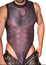 SEXY Men Gay Sheer BODYSUIT