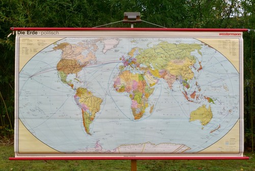 Vintage schulwandkarte erde - |,