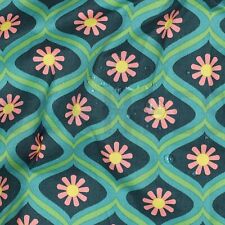 Baumwollstoff Blumen Retro Petrol grün rosa Beschichtet ab 50 cm x 146 cm