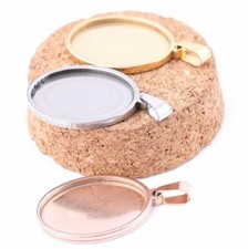 5 Anhänger 13x18|18x25|20x30|30x40 mm Oval Edelstahl Fassung gold rose silber