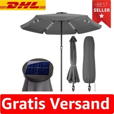 Großer Gartenschirm mit Kurbel & LED Beleuchtung – 330cm UV-Schutz 80+