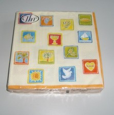 20 Servietten (1Pg) Konfirmation Kommunion Taufe Stein Kelch Trauben Taube Fisch