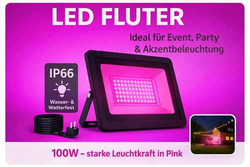 100w led fluter rosa ip66 - led,