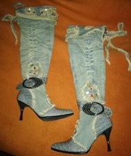 Fransen-Jeans-Stiefel Gr. 36