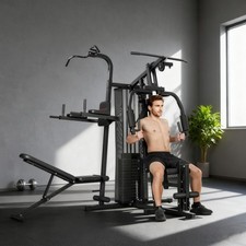 SPORTNOW Kraftstation Fitnessstation mit 69kg Gewichten, Seil verstellbarer Bank