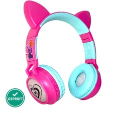 Lexibook Barbie Kopfhörer – 2in1 Bluetooth Headset mit Katzenohren LED Pink falt