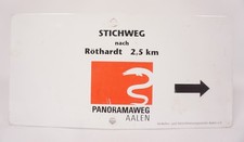 Metall Wegweiser Wanderschild Stichweg nach Röthardt Aalen Panoramaweg