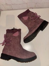 Halbschaft Stiefel flieder lila mit Nieten Schnürung & Strickbund Grösse 39/40