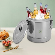 Rund Thermobehälter Edelstahl Thermobox Warmhaltebehälter Speisen Thermoport 10L