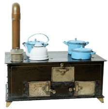 Alter 38cm großer Blech Puppenofen Puppenherd Puppen Ofen Herd Küchenherd Puppe