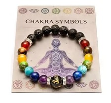 7 Chakra Buddha Kopf Kristall Armband 8mm Reiki Heilung Kristall OM