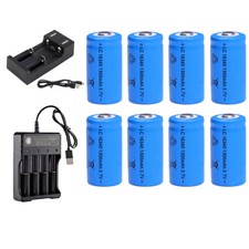 1300mAh Akku 16340 CR123 CR123A  Wiederaufladbare Batterien mit Ladegerät