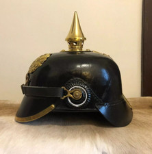 Handgefertigter deutscher Pickelhaube Preußischer Lederhelm Kaiserliche Milit...