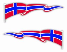 2 x Norwegenfahne geschwungen