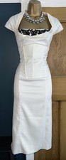 Karen Millen ❤️ Gr. UK 12 VINTAGE CREME SATIN SCHMUCK KORSETT BLEISTIFTKLEID