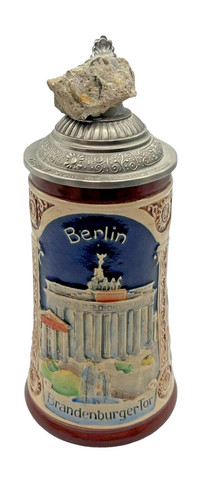Bierkrug mit zinndeckel - mit,