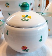 schöne Zuckerdose - Kugelform    " Gmundner Keramik - Streublumen "