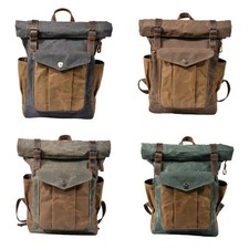 Herren Leder Canvas Rucksack