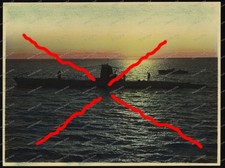 Foto-Norwegen-U-Boot-U 7-Typ-II B-Handkoloriert-Sonnenuntergang-2.WK-