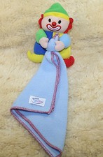 SIMBA BABY ☺ Schmusetuch ☺ Kuscheltuch ☺CLOWN mit Rassel ☺ weich ☺hell blau ☺