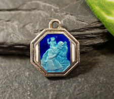 Silberfarbener Anhänger Heiliger Christophorus Mit Stab Und Kind Schutzheiliger