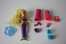 Mädchen Polly Pocket Puppe Mattel mit blonde Haaren,lila grün Meerjungfrau-Kostü