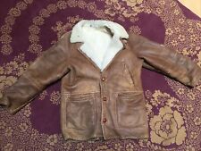 Schaff Fell Braun / Beige Herren Größe 48. Leder Vintage Kult  Jacke Mantel