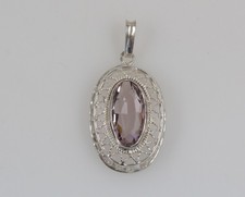 Sehr schöner alter Anhänger aus Silber 800 mit Schmuckstein lila