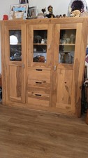 Massivholz Vitrine Sheeshamholz Wohnzimmer Schrank