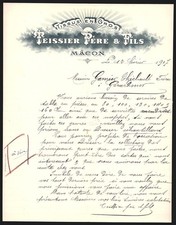 Briefkopf Macon 1907, Teissier Père & Fils, Tissus en Gros 