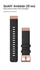 Garmin Quick Fit Armband 20mm Nylon schwarz Meliert, Rosengold