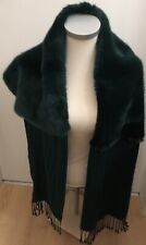 Damen Stola Schal Umhang Tuch mit Kunstpelz Kunstfell Tannengrün